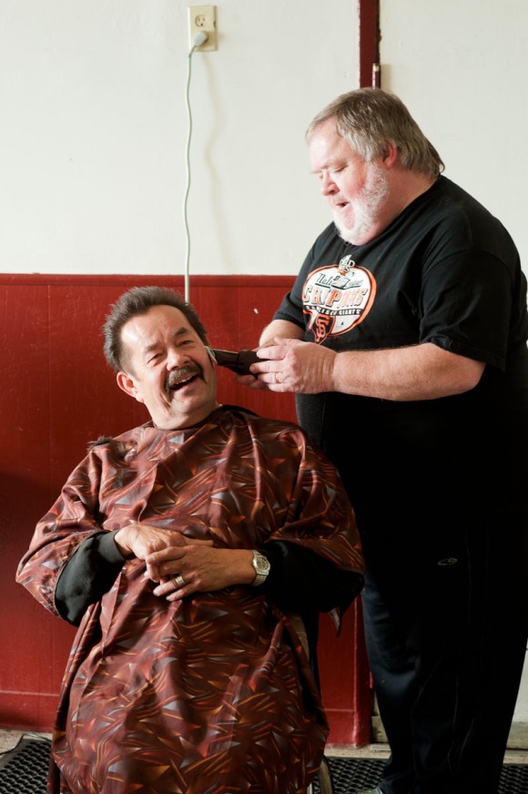 A local barber volunteers once a week to give free haircuts at a homeless shelter in California. Documenting this small event was a treat; the men enjoyed their weekly gathering, and all of them were proud of how they looked after their trim. Despite their difficult circumstances, it was great to show them when they felt at their best.